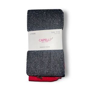 Capelli of New York Sparkle Tights - Black and Red